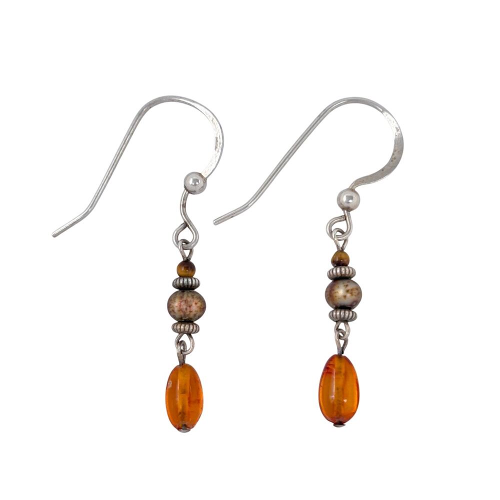 Vintage Sterling Silver 925 Citrine Drop Earrings